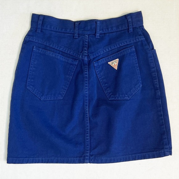 Vintage 80s Georges Marciano for Guess High Rise Denim Mini Skirt Blue Purple 28 - Picture 11 of 12